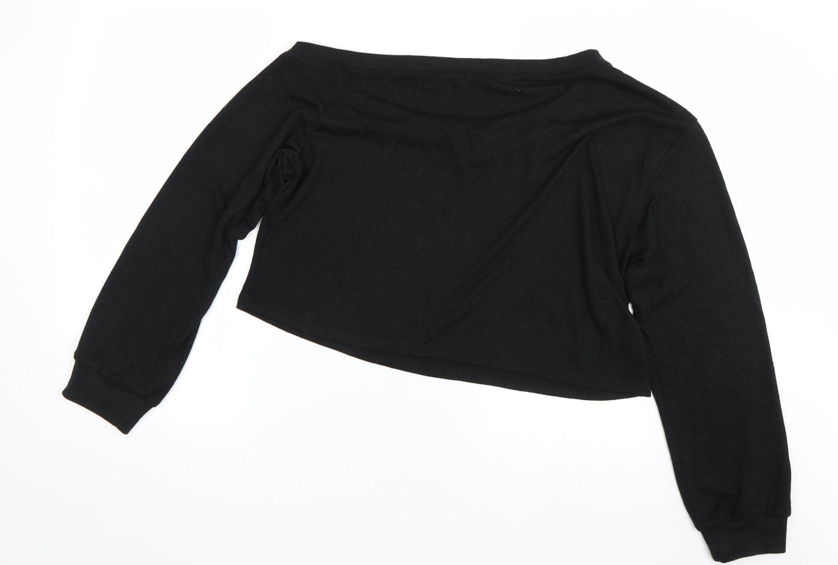 Back view of Loungeable women’s black jumper, size UK 16
