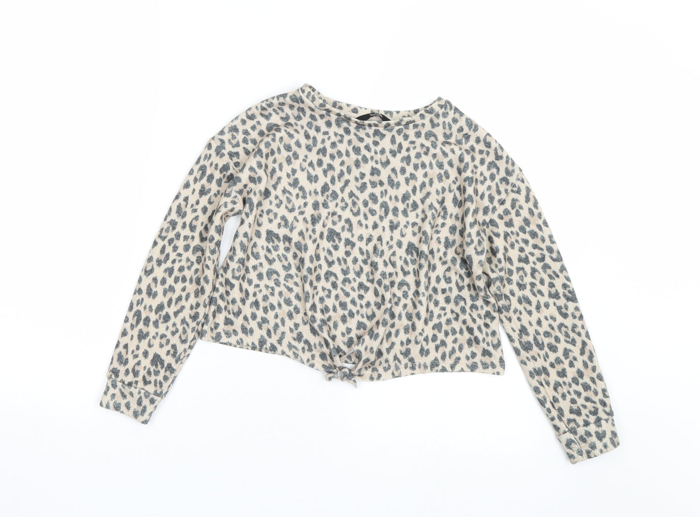 George Girls Beige Animal Print  Basic T-Shirt Size 6-7 Years
