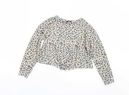 George Girls Beige Animal Print  Basic T-Shirt Size 6-7 Years