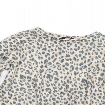George Girls Beige Animal Print  Basic T-Shirt Size 6-7 Years