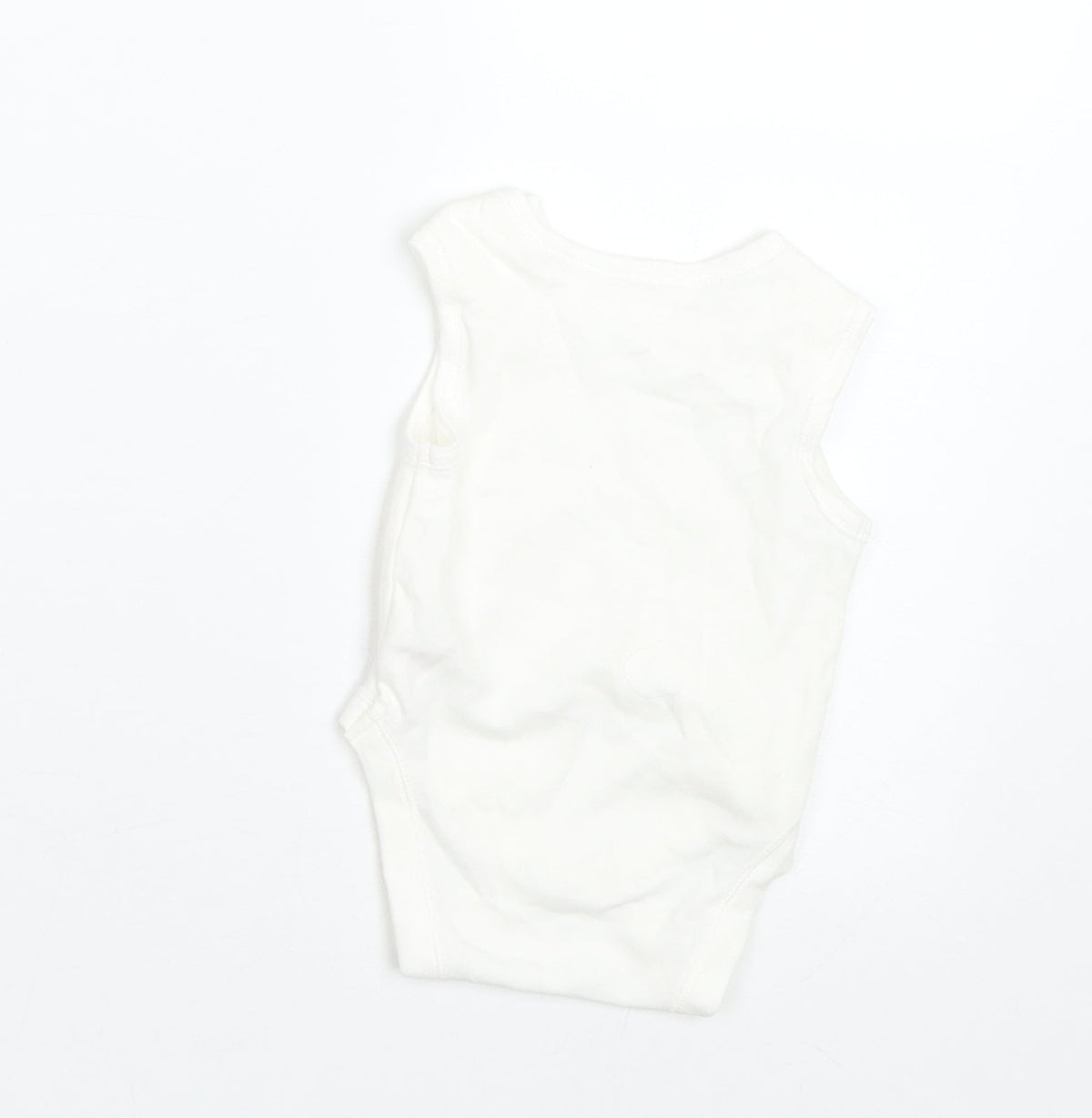 Back view of Primark Baby White Basic T-Shirt, size 0-3, Months