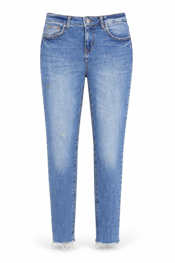 Front view of Denim co women’s blue denim skinny jeans, size UK 8, 25-inch leg
