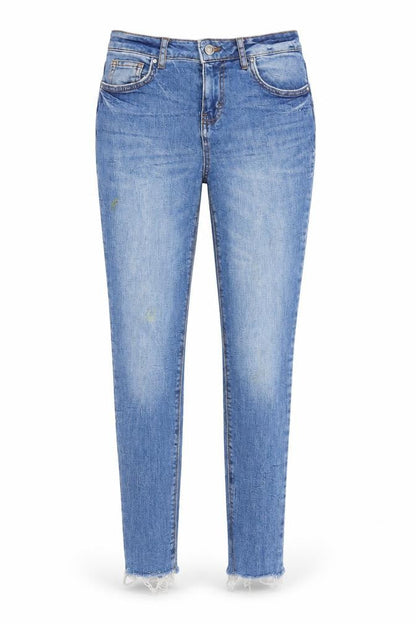 Front view of Denim co women’s blue denim skinny jeans, size UK 8, 25-inch leg
