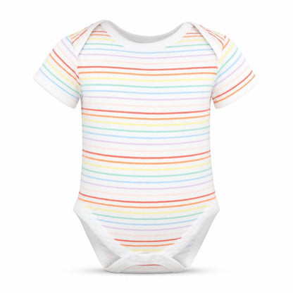 Front view of Primark Baby Multicoloured Striped Basic T-Shirt, size 0-3, Months