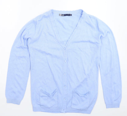 Womens UK Size 12 Isle Blue Cardigan Jumper