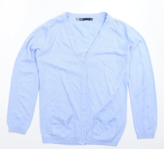 Womens UK Size 12 Isle Blue Cardigan Jumper