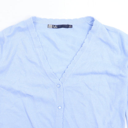 Womens UK Size 12 Isle Blue Cardigan Jumper
