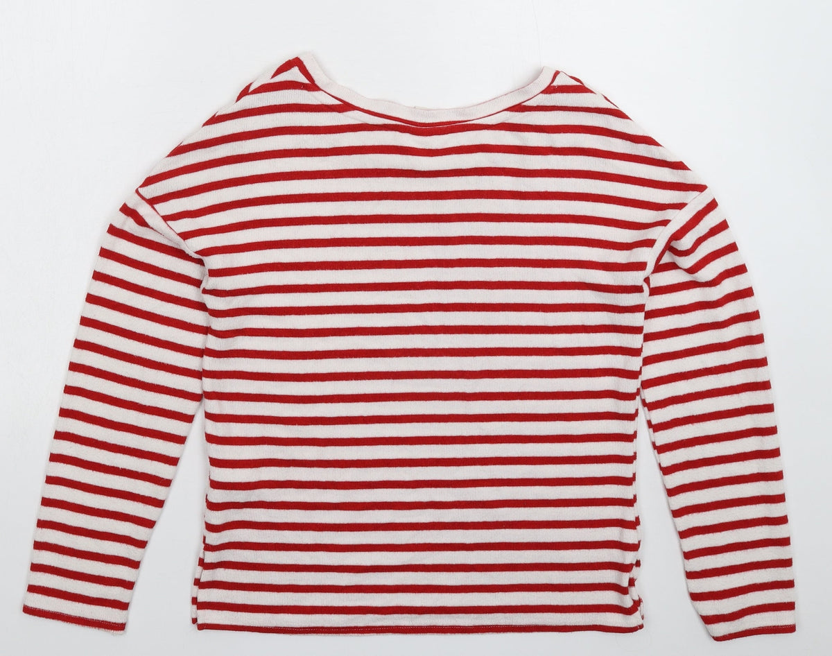 Back view of H&M women’s multicoloured striped knit jumper, size XS