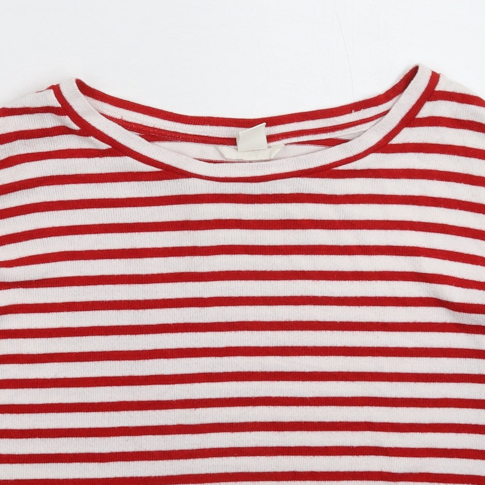 Close-up detail of H&M women’s multicoloured striped knit jumper, size XS