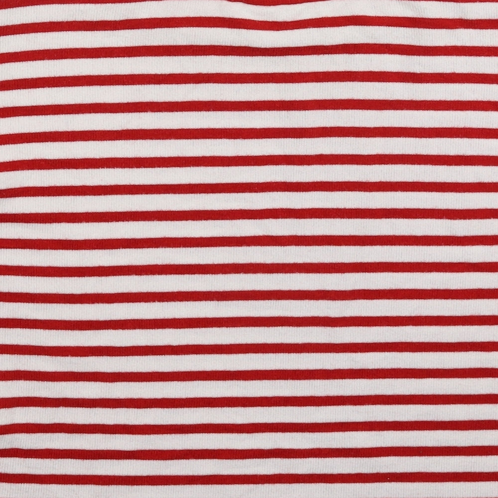Brand and care label for H&M women’s multicoloured striped knit jumper, size XS