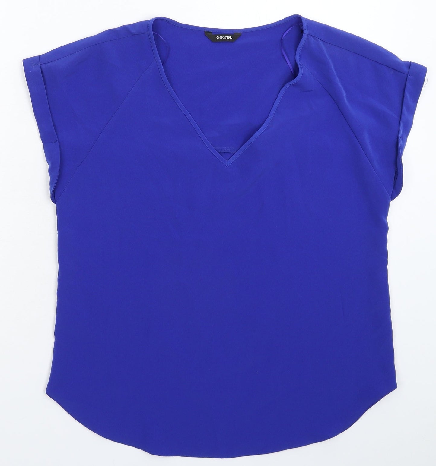 George Womens Blue  Satin Basic Blouse Size 10