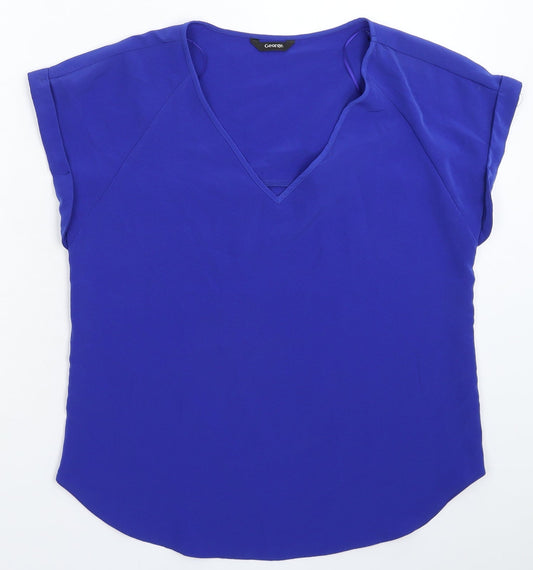 George Womens Blue  Satin Basic Blouse Size 10