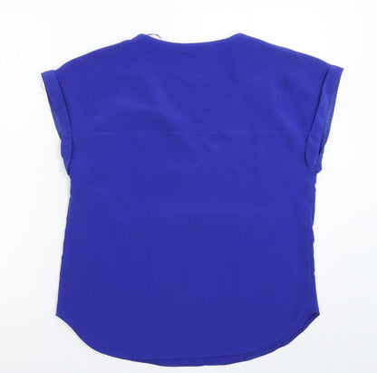 George Womens Blue  Satin Basic Blouse Size 10