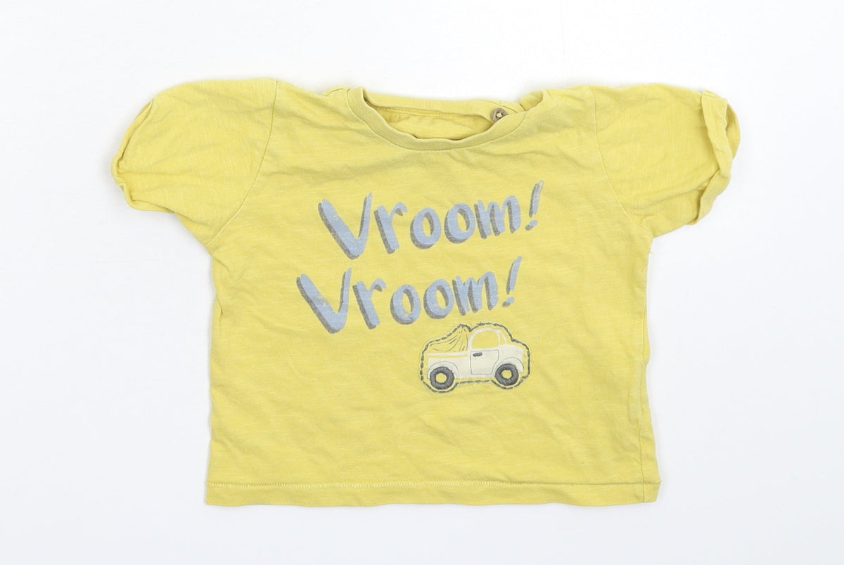 Front view of Marks & Spencer Baby Yellow Basic T-Shirt, size 9-12, Months