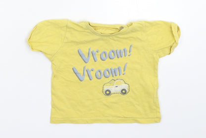 Front view of Marks & Spencer Baby Yellow Basic T-Shirt, size 9-12, Months