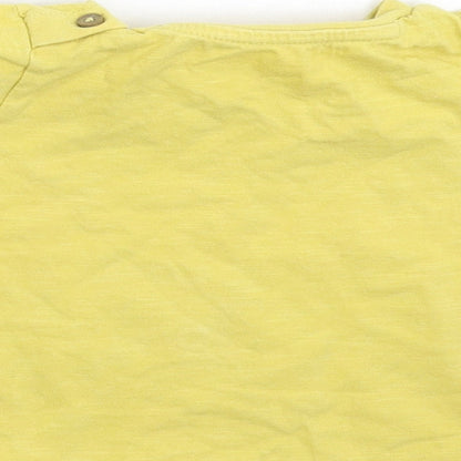 Brand and care label for Marks & Spencer Baby Yellow Basic T-Shirt, size 9-12, Months