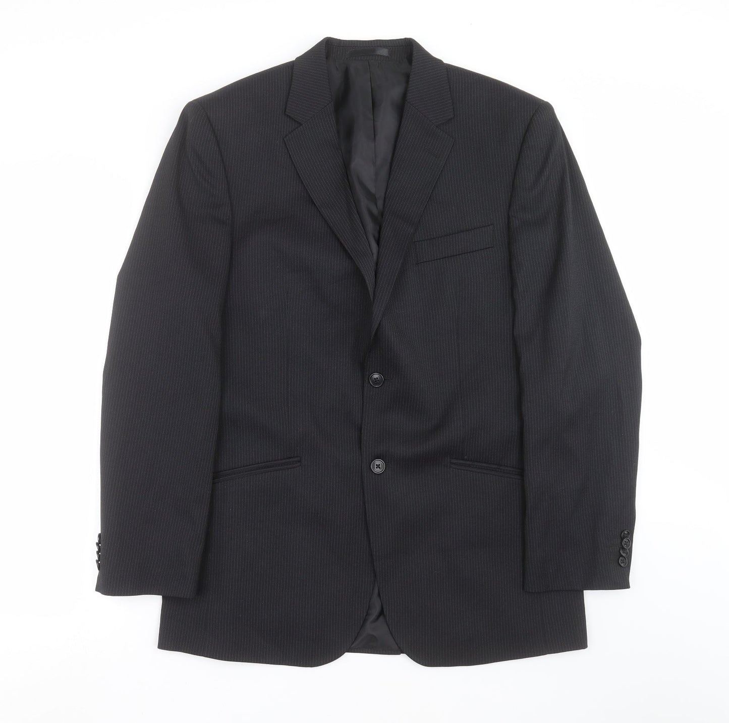 F&F Mens Black Striped  Jacket Suit Jacket Size 40