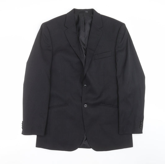 F&F Mens Black Striped  Jacket Suit Jacket Size 40
