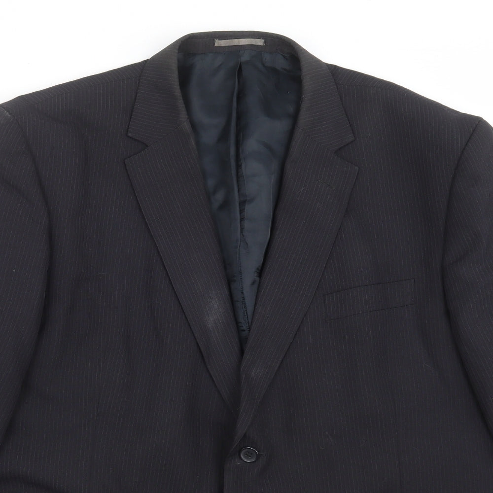 George Mens Blue Striped  Jacket Suit Jacket Size 48