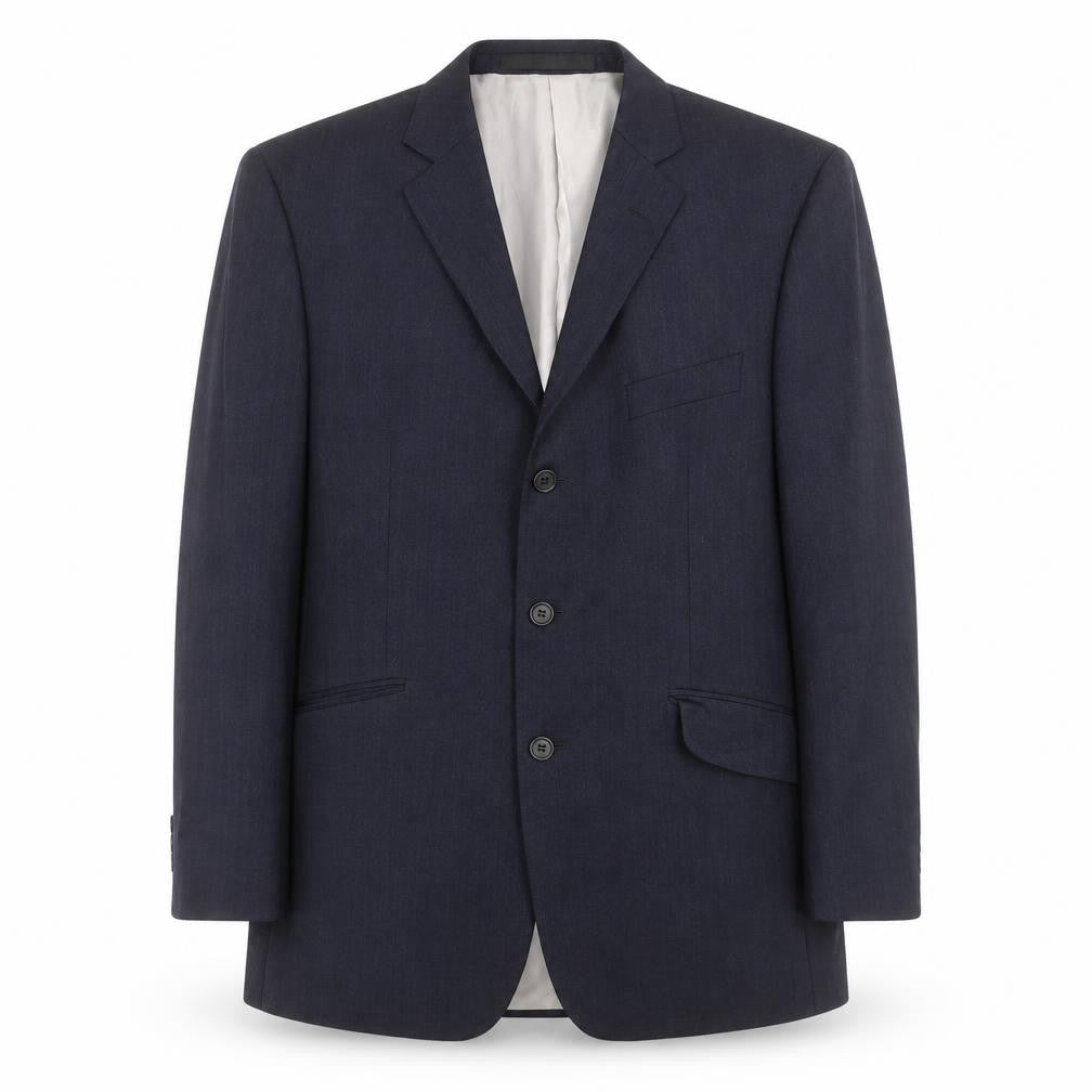 Front view of Impressions Perfect men’s blue herringbone jacket suit jacket, size 42