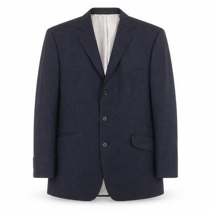 Front view of Impressions Perfect men’s blue herringbone jacket suit jacket, size 42