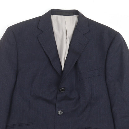 Impressions Perfect Mens Blue Herringbone  Jacket Suit Jacket Size 42