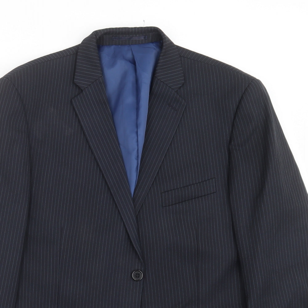 Mens UK Size 44 Charlton Gray Regular Blue Suit Jacket