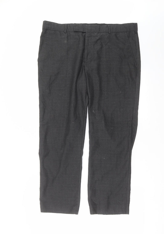 F&F Mens Grey Check  Trousers  Size 38 in L28 in