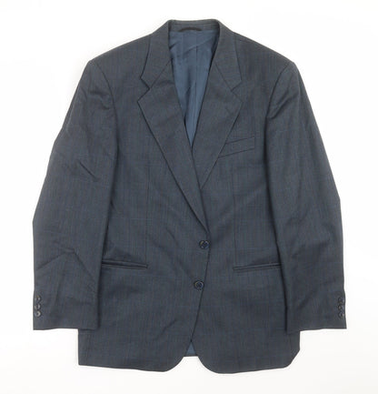 Additional front view of Konen men’s blue check jacket suit jacket, size 42