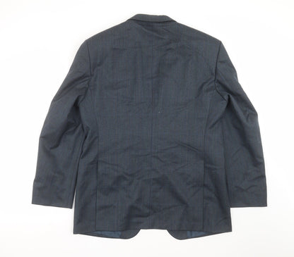 Back view of Konen men’s blue check jacket suit jacket, size 42