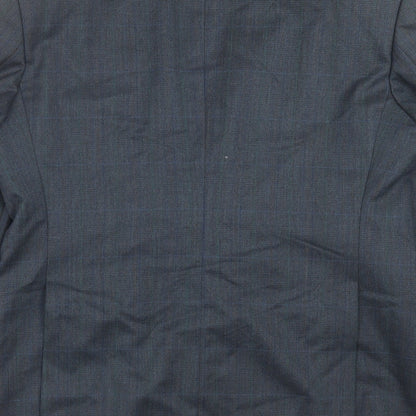 Brand and care label for Konen men’s blue check jacket suit jacket, size 42