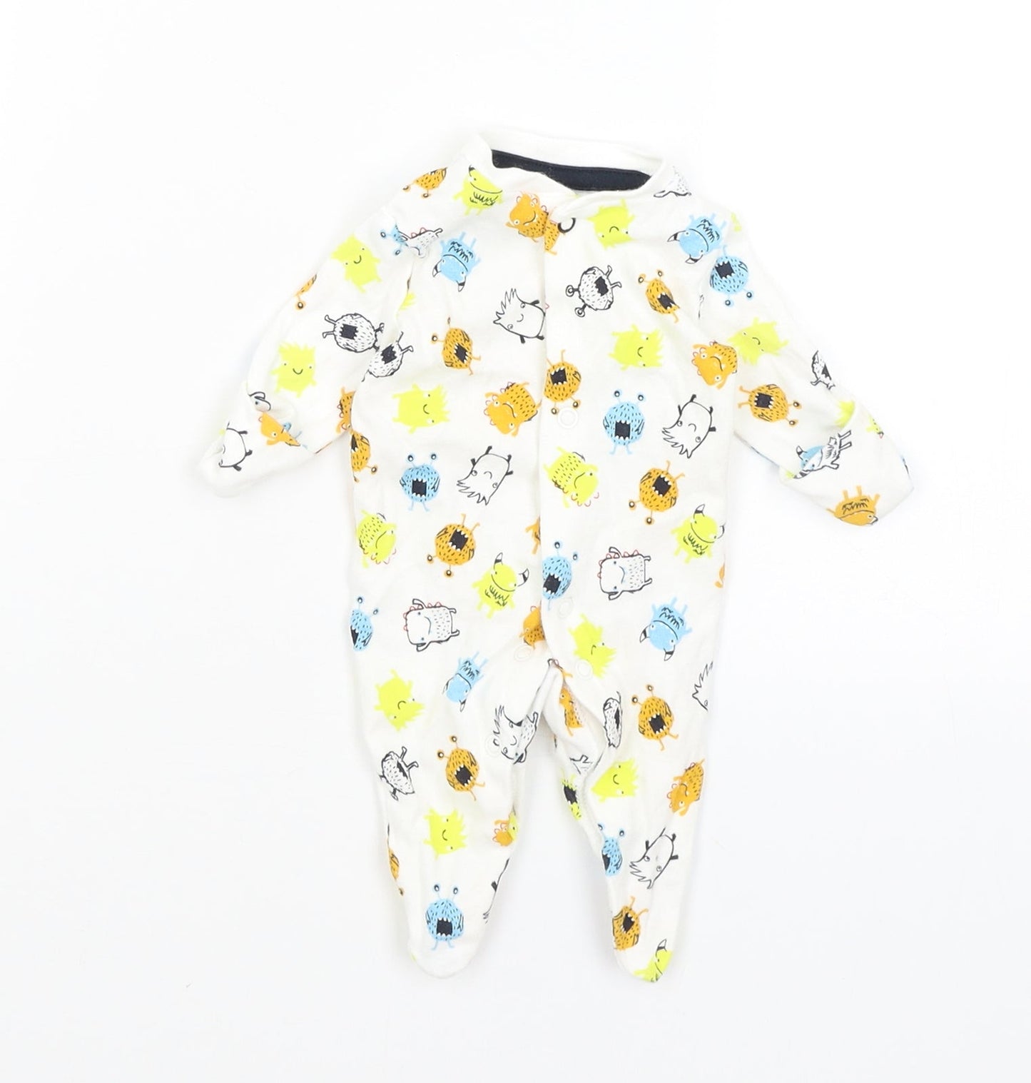 Primark Baby White   Babygrow One-Piece Size Newborn  - Monsters