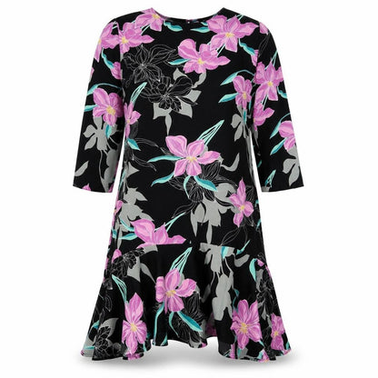 Front view of River Island women’s black floral mermaid, size UK 14