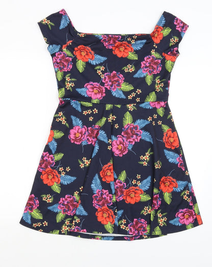 New Look Womens Blue Floral  Fit & Flare  Size 14