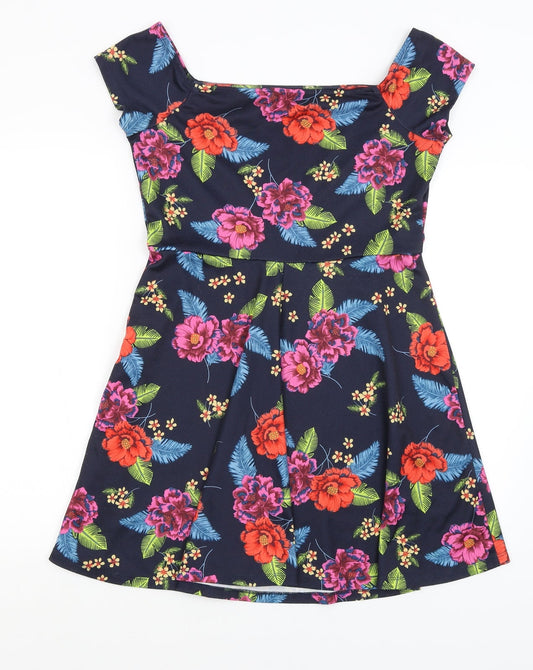 New Look Womens Blue Floral  Fit & Flare  Size 14
