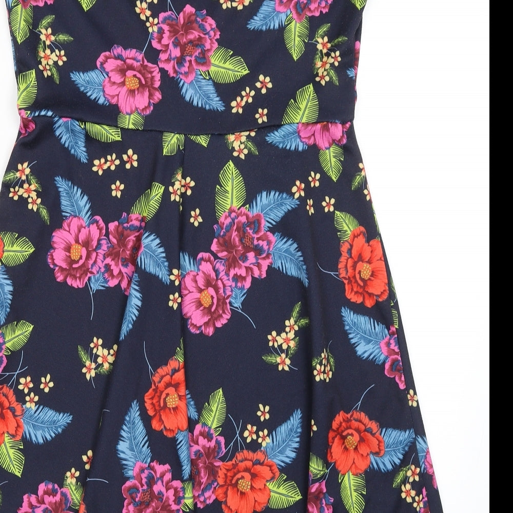 New Look Womens Blue Floral  Fit & Flare  Size 14