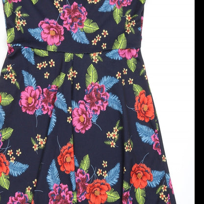New Look Womens Blue Floral  Fit & Flare  Size 14