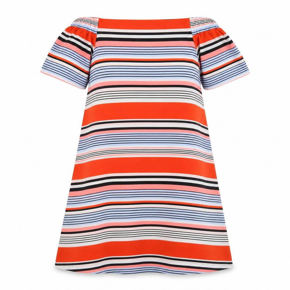 Front view of New Look women’s blue striped a-line, size UK 12