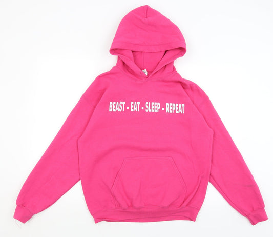 Gildan Womens Pink   Pullover Hoodie Size M  - Beasting It