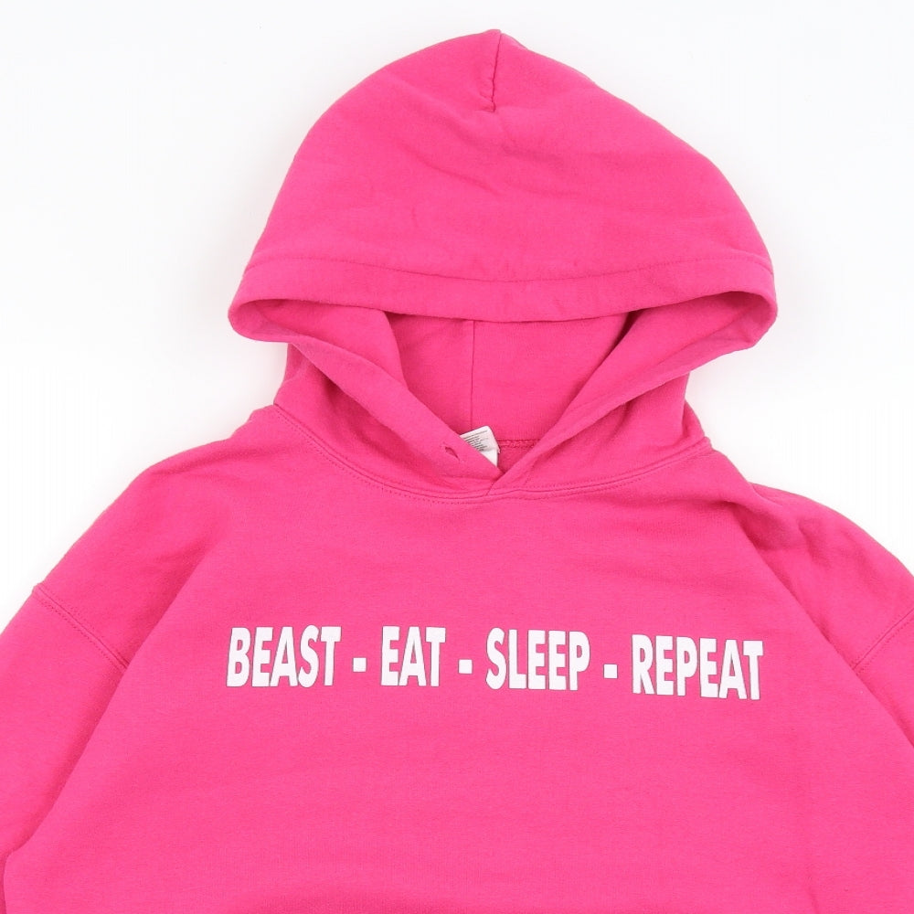 Gildan Womens Pink   Pullover Hoodie Size M  - Beasting It