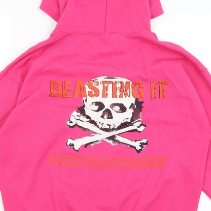 Gildan Womens Pink   Pullover Hoodie Size M  - Beasting It