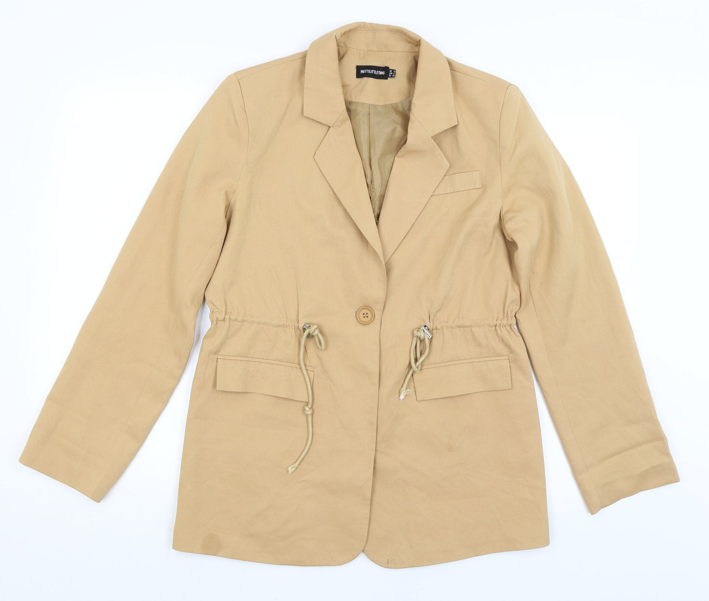 Womens UK Size 10 Pretty Little Thing Brown Overcoat