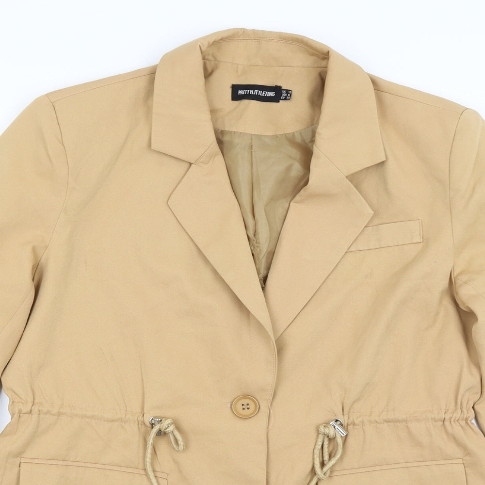 Womens UK Size 10 Pretty Little Thing Brown Overcoat
