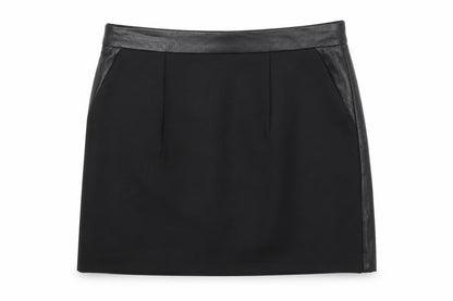 Front view of Topshop women’s black a-line skirt, size UK 8