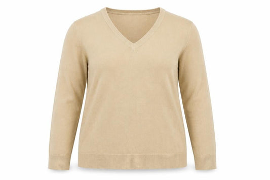 Front view of Afibel women’s brown jumper, size UK 16
