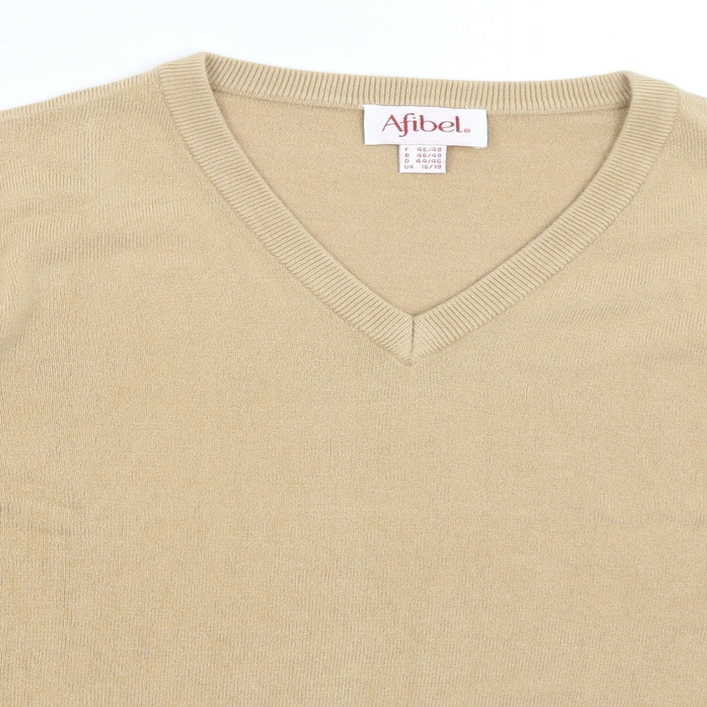 Womens UK Size 16 Afibel Brown Pullover Jumper