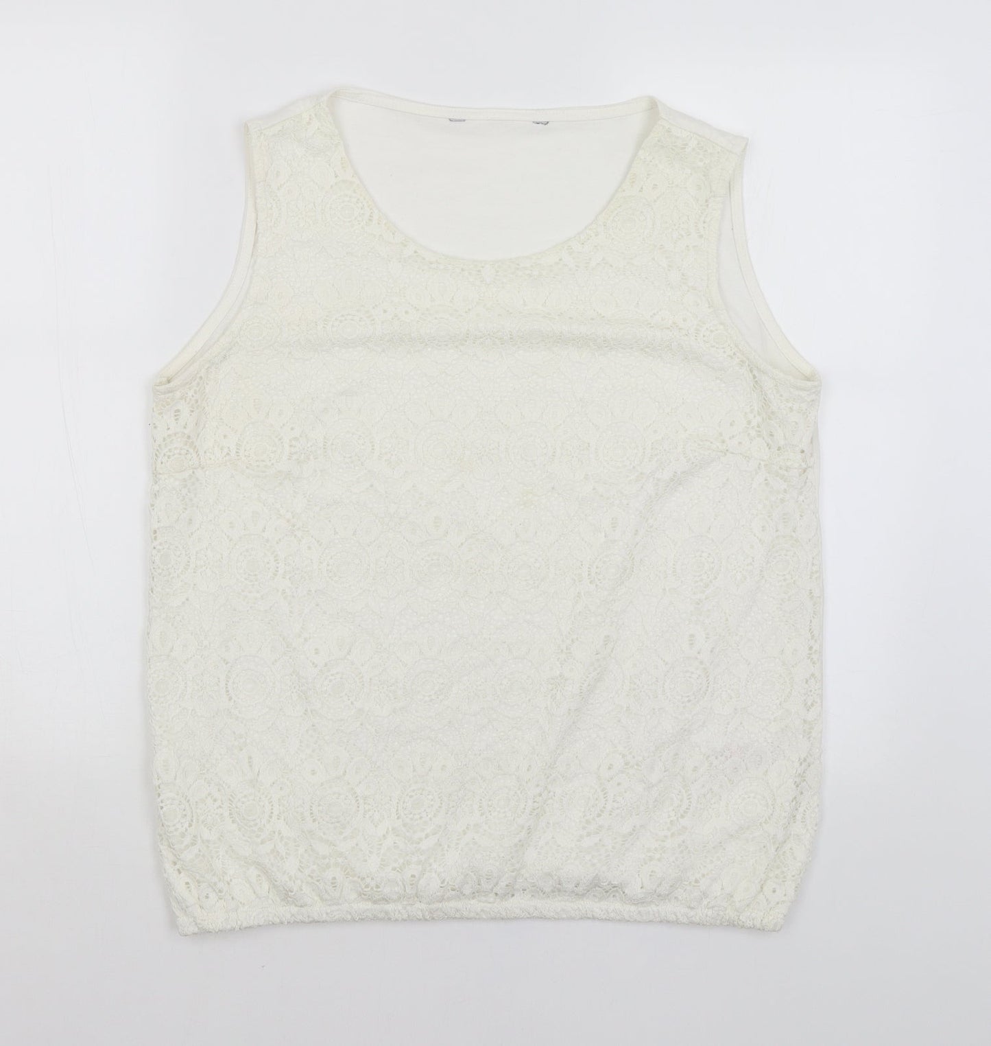Womens UK Size 16 Preworn White Basic Tank