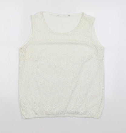 Womens UK Size 16 Preworn White Basic Tank