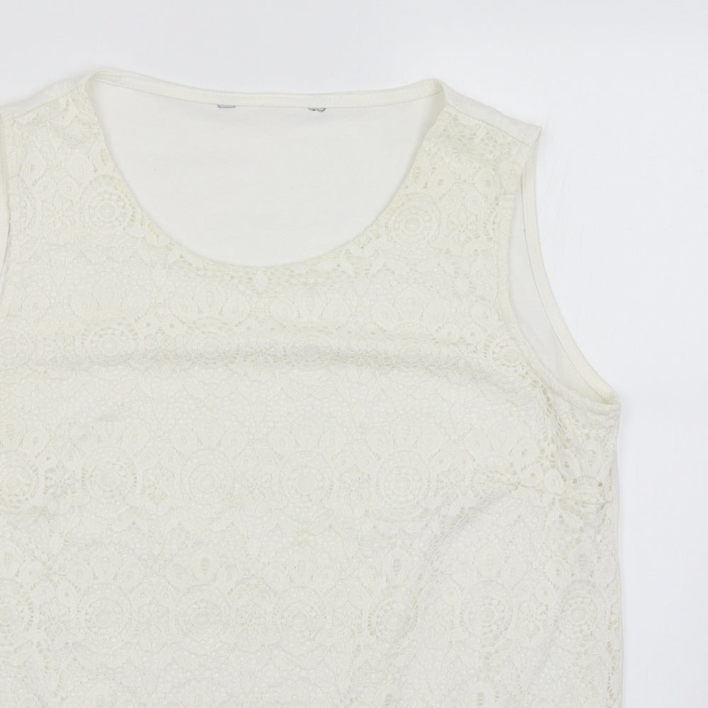 Womens UK Size 16 Preworn White Basic Tank