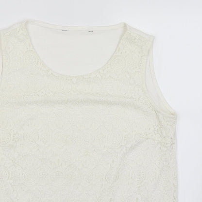 Womens UK Size 16 Preworn White Basic Tank